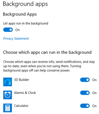 סגירה של אפליקציות הפועלות ברקע Windows10